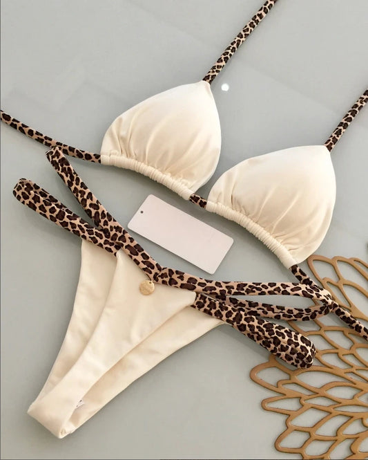 Leopard Thong Bikini Set